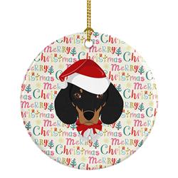 2.8 x 2.8 in. Unisex Dachshund Merry Christmas Ceramic Ornament
