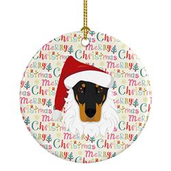 2.8 x 2.8 in. Unisex Doberman Pinscher Merry Christmas Ceramic Ornament