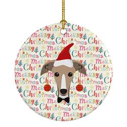 2.8 x 2.8 in. Unisex Greyhound Merry Christmas Ceramic Ornament