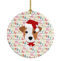 2.8 x 2.8 in. Unisex Jack Russell Terrier Merry Christmas Ceramic Ornament