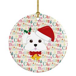 2.8 x 2.8 in. Unisex Maltese Merry Christmas Ceramic Ornament