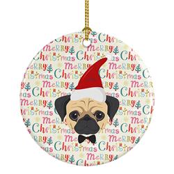2.8 x 2.8 in. Unisex Pug Merry Christmas Ceramic Ornament