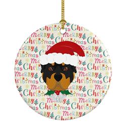 2.8 x 2.8 in. Unisex Rottweiler Merry Christmas Ceramic Ornament