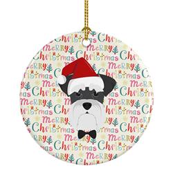 2.8 x 2.8 in. Unisex Schnauzer Merry Christmas Ceramic Ornament