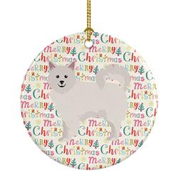 2.8 x 2.8 in. Unisex Italian Spitz Merry Christmas Ceramic Ornament