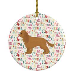 2.8 x 2.8 in. Unisex Ruby Cavalier Spaniel Merry Christmas Ceramic Ornament