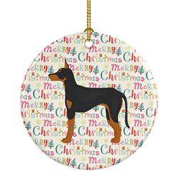 2.8 x 2.8 in. Unisex Manchester Terrier Merry Christmas Ceramic Ornament