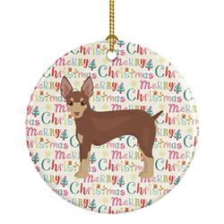 2.8 x 2.8 in. Unisex Miniature Fox Terrier Merry Christmas Ceramic Ornament