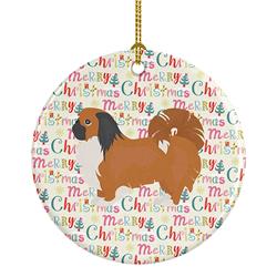 2.8 x 2.8 in. Unisex Pekingese Merry Christmas Ceramic Ornament