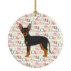 2.8 x 2.8 in. Unisex Prague Ratter Merry Christmas Ceramic Ornament