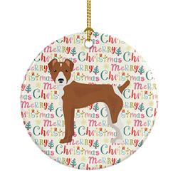 2.8 x 2.8 in. Unisex Rat Terrier Merry Christmas Ceramic Ornament