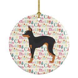 2.8 x 2.8 in. Unisex Russian Tor Terrier Merry Christmas Ceramic Ornament