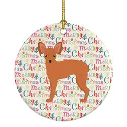 2.8 x 2.8 in. Unisex Russian Tor Terrier No.2 Merry Christmas Ceramic Ornament