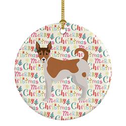 2.8 x 2.8 in. Unisex Tenterfield Terrier Merry Christmas Ceramic Ornament