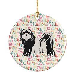 2.8 x 2.8 in. Unisex Tibetan Terrier Merry Christmas Ceramic Ornament