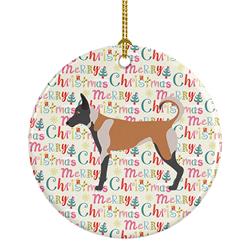 2.8 x 2.8 in. Unisex Belgian Malinois Merry Christmas Ceramic Ornament, Multi Color