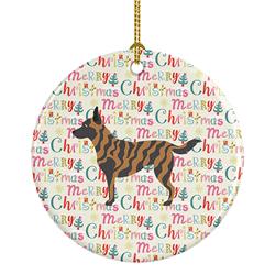 2.8 x 2.8 in. Unisex Dutch Shepherd Merry Christmas Ceramic Ornament, Multi Color