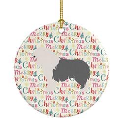 WDK2021CO1 2.8 x 2.8 in. Unisex Old English Sheepdog Merry Christmas Ceramic Ornament, Multi Color