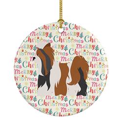 2.8 x 2.8 in. Unisex Biewer Terrier Merry Christmas Ceramic Ornament, Multi Color