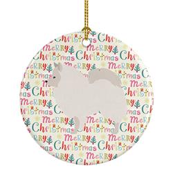 2.8 x 2.8 in. Unisex German Spitz Merry Christmas Ceramic Ornament, Multi Color