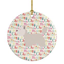 2.8 x 2.8 in. Unisex Westie Merry Christmas Ceramic Ornament, Multi Color