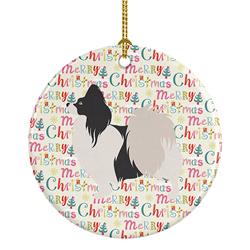 2.8 x 2.8 in. Unisex Papillon Merry Christmas Ceramic Ornament, Multi Color