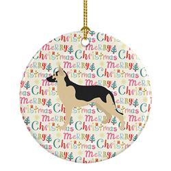 2.8 x 2.8 in. Unisex German Shepherd Merry Christmas Ceramic Ornament, Multi Color