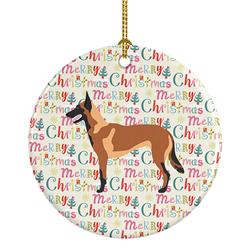 2.8 x 2.8 in. Unisex Malinois Belgian Shepherd Ceramic Ornament, Multi Color