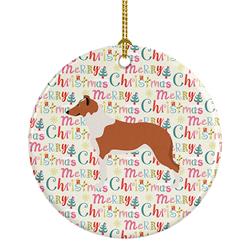 2.8 x 2.8 in. Unisex Smooth Collie Merry Christmas Ceramic Ornament, Multi Color