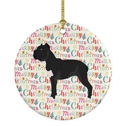 2.8 x 2.8 in. Unisex Cane Corso Merry Christmas Ceramic Ornament, Multi Color