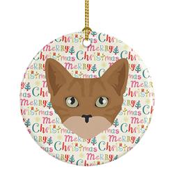 2.8 x 2.8 in. Unisex Australian Mist Cat Christmas Ceramic Ornament
