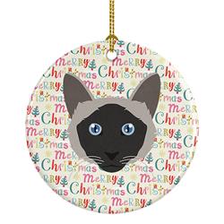 2.8 x 2.8 in. Unisex Balinese Cat Christmas Ceramic Ornament