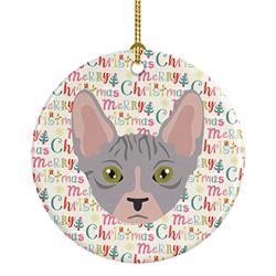 2.8 x 2.8 in. Unisex Bambino Cat Christmas Ceramic Ornament