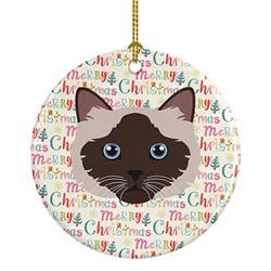 2.8 x 2.8 in. Unisex Birman Cat Christmas Ceramic Ornament
