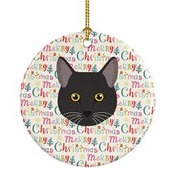 2.8 x 2.8 in. Unisex Bombay Cat Christmas Ceramic Ornament