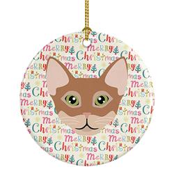 2.8 x 2.8 in. Unisex Chausie Cat Christmas Ceramic Ornament