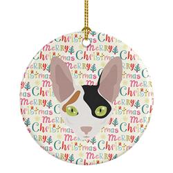2.8 x 2.8 in. Unisex Cornish Rex Cat Christmas Ceramic Ornament