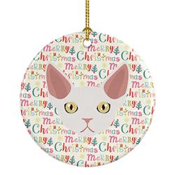 2.8 x 2.8 in. Unisex Devon Rex Cat Christmas Ceramic Ornament