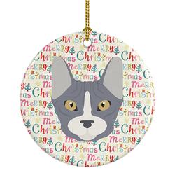 2.8 x 2.8 in. Unisex Don Sphynx Cat Christmas Ceramic Ornament