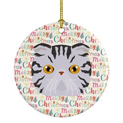 2.8 x 2.8 in. Unisex Foldex Exotic Fold Cat Christmas Ceramic Ornament
