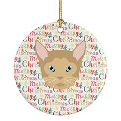 2.8 x 2.8 in. Unisex German Rex Cat Christmas Ceramic Ornament