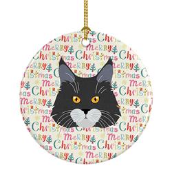2.8 x 2.8 in. Unisex Maine Coon Cat Christmas Ceramic Ornament