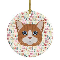 2.8 x 2.8 in. Unisex Manx Cat Christmas Ceramic Ornament