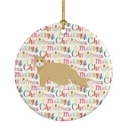 2.8 x 2.8 in. Unisex Oregon Rex Cat Christmas Ceramic Ornament