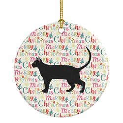 2.8 x 2.8 in. Unisex Pantherette Cat Christmas Ceramic Ornament