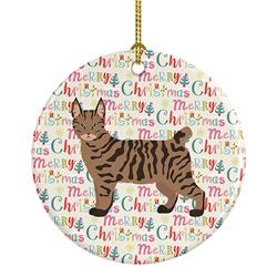 2.8 x 2.8 in. Unisex Pixie Bob No.1 Cat Christmas Ceramic Ornament