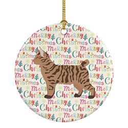 2.8 x 2.8 in. Unisex Pixie Bob No.2 Cat Christmas Ceramic Ornament
