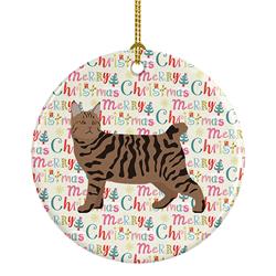 2.8 x 2.8 in. Unisex Pixie Bob No.3 Cat Christmas Ceramic Ornament