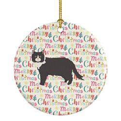 2.8 x 2.8 in. Unisex Poodle Cat No.1 Cat Christmas Ceramic Ornament