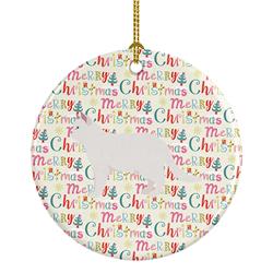 2.8 x 2.8 in. Unisex Poodle Cat No.2 Cat Christmas Ceramic Ornament